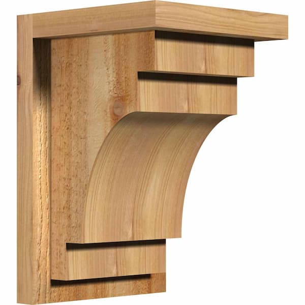 Ekena Millwork 8 in. x 8 in. x 12 in. Western Red Cedar Mediterranean Rough Sawn Corbel with Backplate