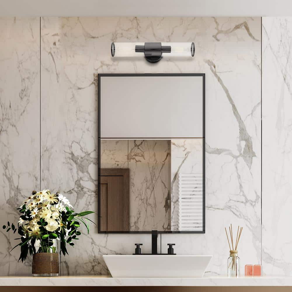 Bancroft Black Chrome 2-Light ADA Vanity with Clear Glass