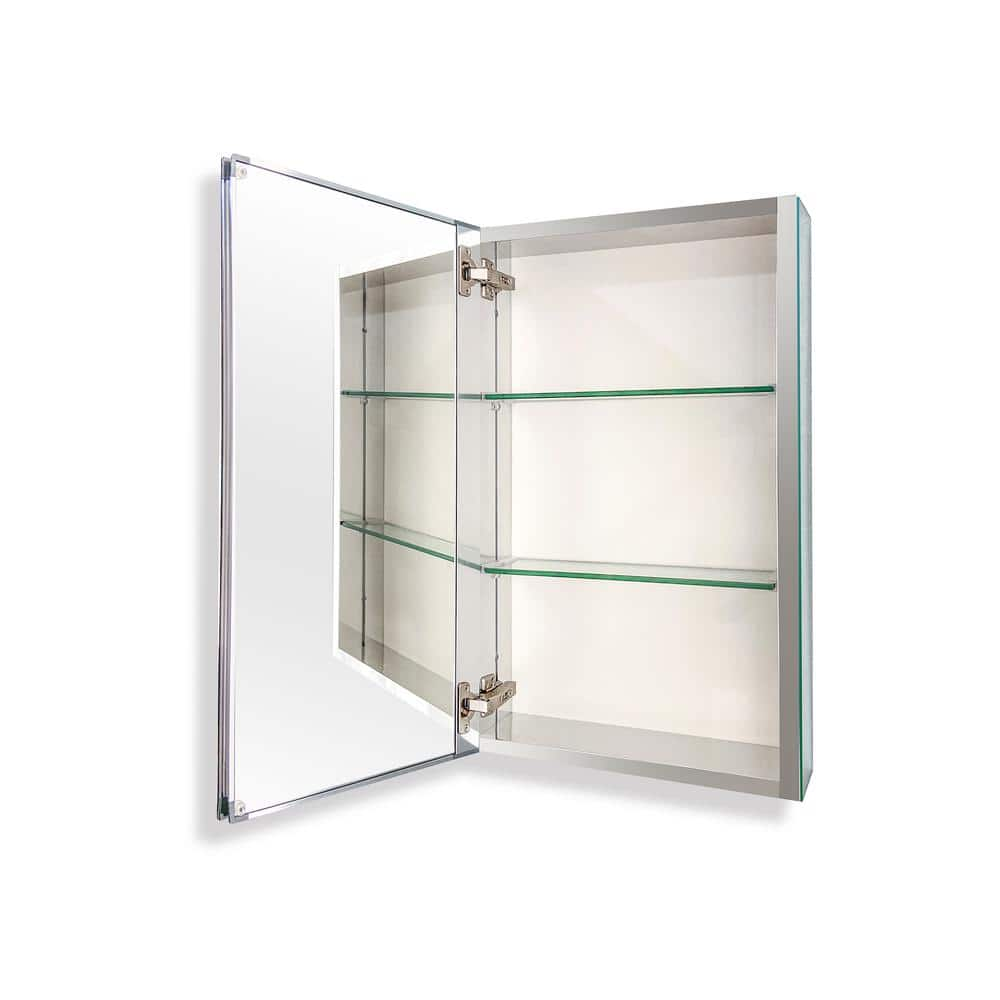 15 in. W x 26 in. H Rectangular Silver Aluminum Recessed or Surface Mount Medicine Cabinet with Mirror -  FORCLOVER, ASM-C01-1526