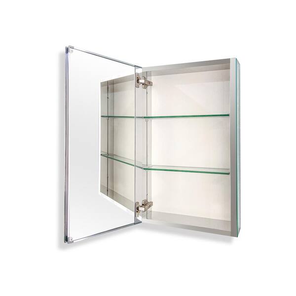 FORCLOVER 15 in. W x 26 in. H Rectangular Silver Aluminum Recessed