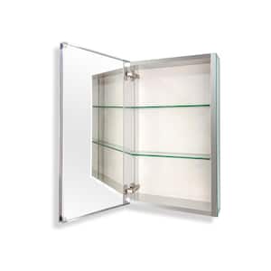 15 in. W x 26 in. H Rectangular Silver Aluminum Recessed or Surface Mount Medicine Cabinet with Mirror