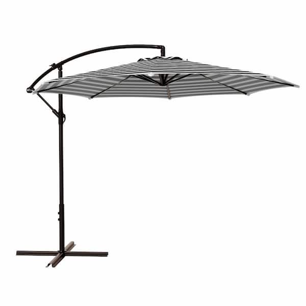 WESTIN OUTDOOR Bayshore 10 ft. Cantilever Hanging Patio Umbrella in Black and White Stripe