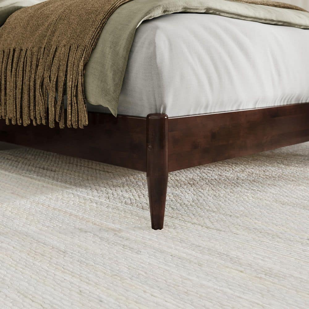 Orleans Queen Walnut Wood Low Profile Sleigh Platform Bed