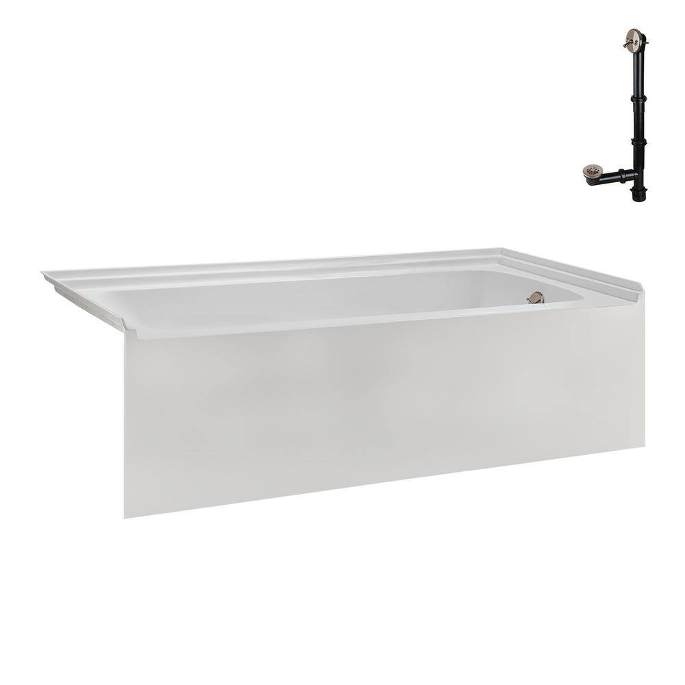 Glossy White 60" x 30" Acrylic Right-Hand Drain Alcove Bathtub
