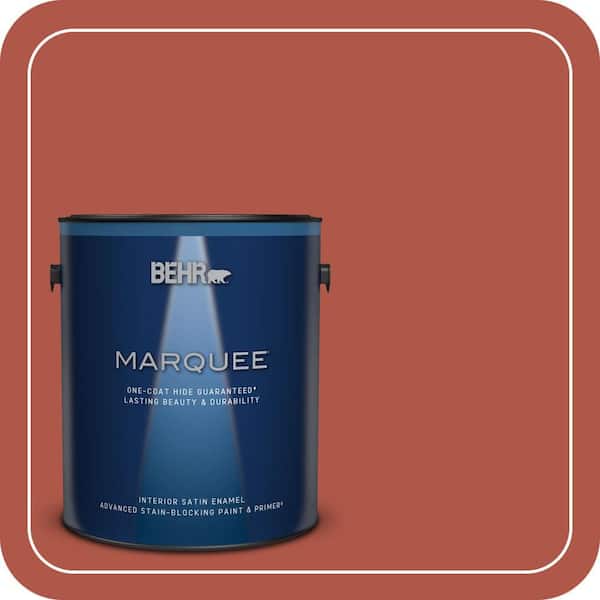 BEHR MARQUEE 1 gal. #PPU2-14 Tibetan Orange Satin Enamel Interior Paint & Primer