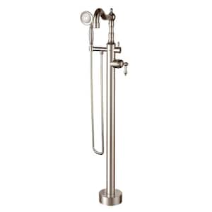 Ornellaia Single-Handle Freestanding Floor-Mount Tub Filler with Hand Shower in Brushed Nickel