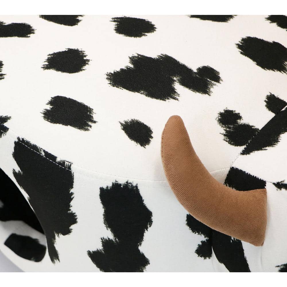 Black and White Cow Animal Shape Pet House Ottoman