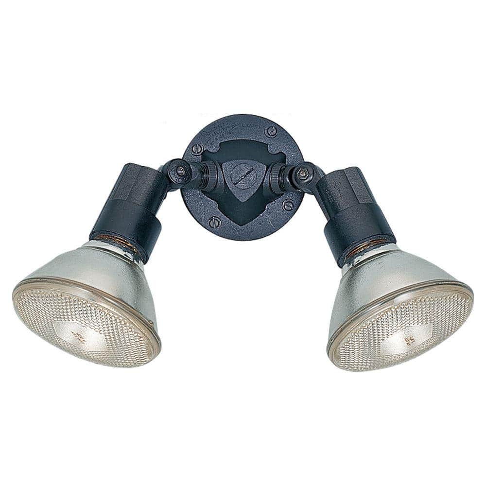 Black Adjustable Double Light Outdoor Flood Fixture
