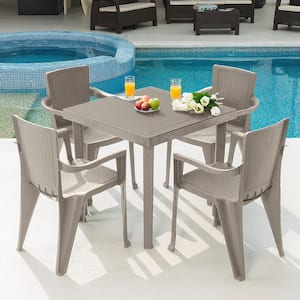 Infinity 5-Piece Plastic Resin Outdoor Dinning Set in Taupe