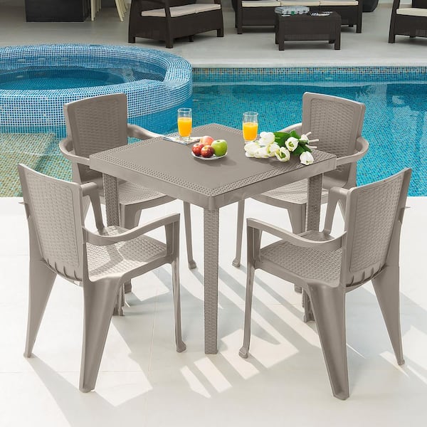 MQ Infinity 5-Piece Plastic Resin Outdoor Dinning Set in Taupe