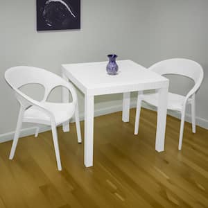 White 3-Piece Resin Outdoor and Indoor Dining Set