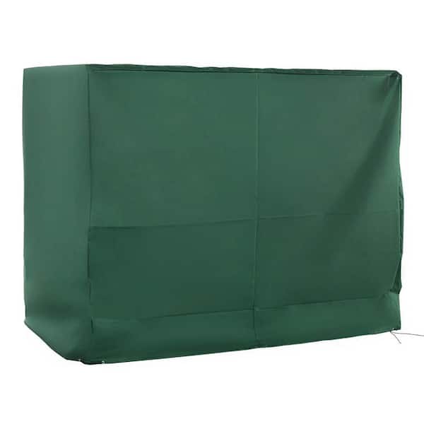 3-Seater Patio Swing Cover-600D Oxford Dark Green, Waterproof Anti-UV, Drawstring and Buckle Fastenings, All-Weather