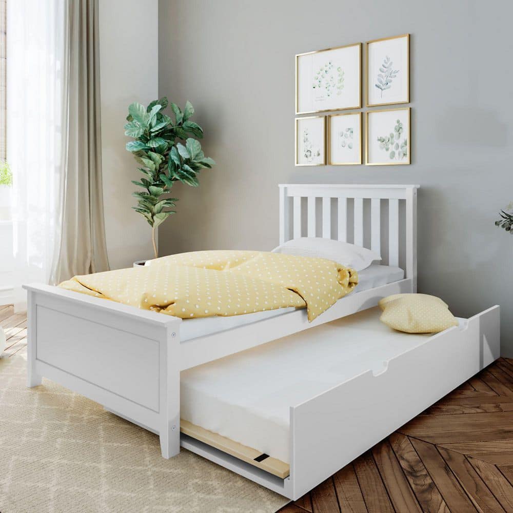 White Twin Wood Bed with Trundle price history on PriceWatchPro