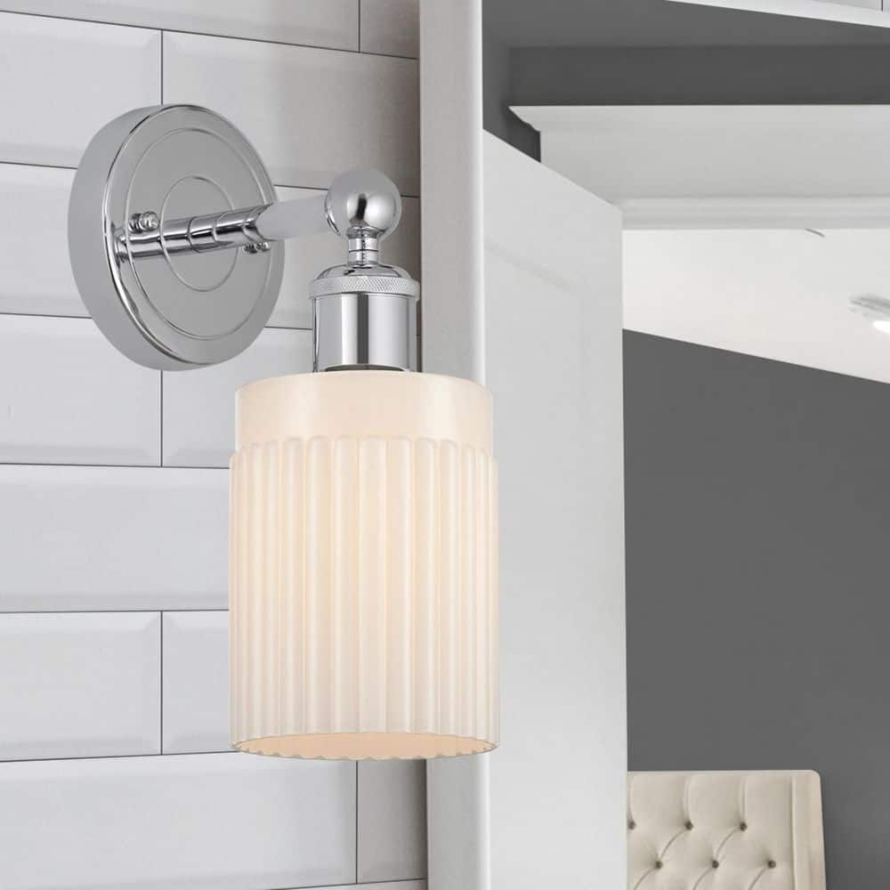 Hadley 1-Light Polished Chrome Wall Sconce with White Glass Shade price history on PriceWatchPro