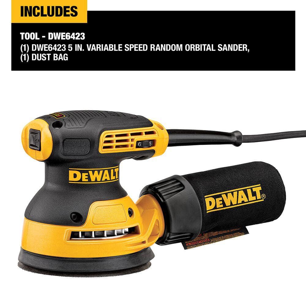 DEWALT 3 Amp Corded 5 in. Variable Speed Random Orbital Sander DWE6423