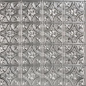 Gothic Reams 2 ft. x 2 ft. Glue Up PVC Ceiling Tile in Metallic Silver (100 sq. ft./case)