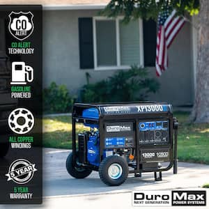 13,000/10,500-Watt 500cc Push Button Start Gasoline Portable Home Power Backup Generator Transfer Switch Ready, CO Alert