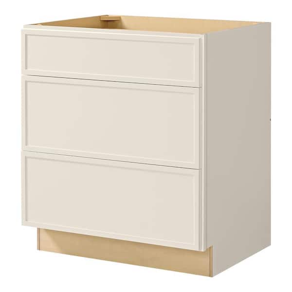 Hampton Bay Leyton 30 in. Wx 24 in. Dx 34.5 in. H Ready to Assemble Plywood Slim Shaker Drawer Base Kitchen Cabinet in Antique White