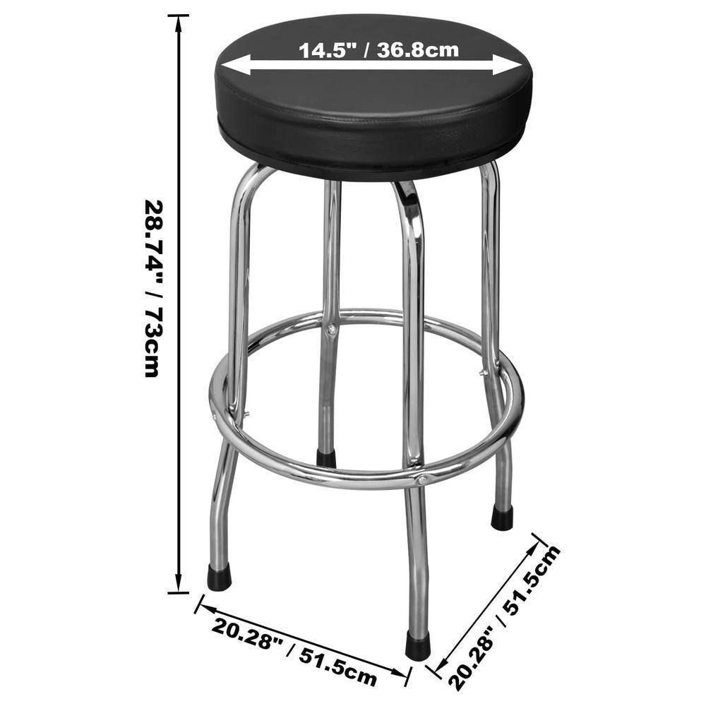 Black Swivel Shop Stool with Chrome Legs and Padded Seat