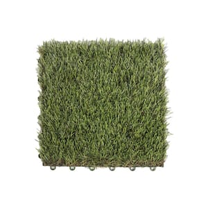 1 ft. x 1 ft. Green Artificial Grass Tile (9-Pack/Box)