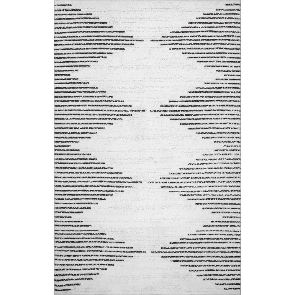 Ivory and Black Washable Diamond Runner Rug