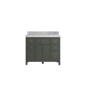 Sonoma 42 in. W x 22 in. D x 36 in. H Bath Vanity in Pewter Green with 2" Pearl Gray Quartz Top