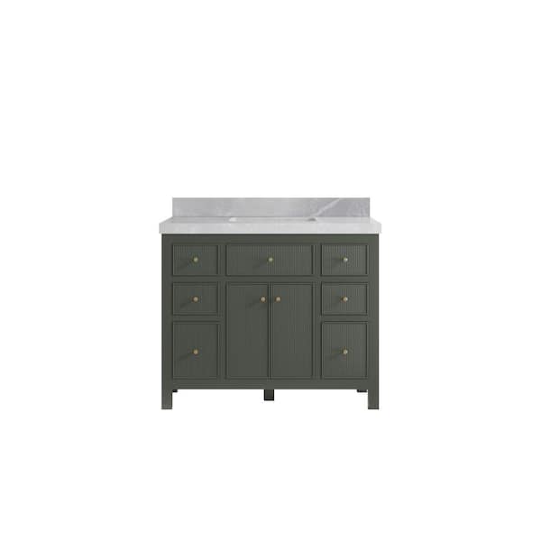 Willow Collections Sonoma 42 in. W x 22 in. D x 36 in. H Bath Vanity in Pewter Green with 2" Pearl Gray Quartz Top