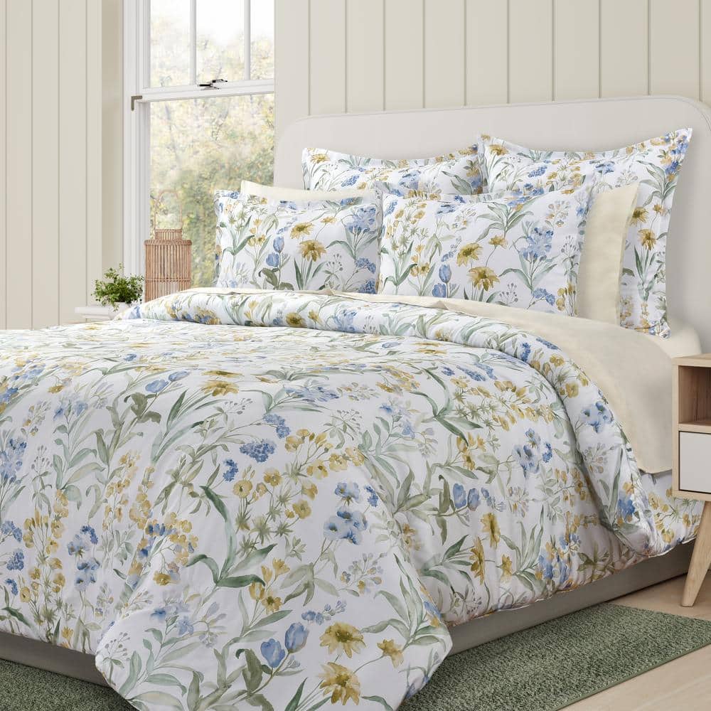 Tahlia Blue Floral 18" Square Decorative Throw Pillow