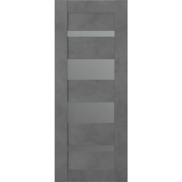 Belldinni Vona 07-01 30 in. x 80 in. No Bore Solid Core 4 Lite Frosted Glass Dark Urban Finished Wood Composite Interior Door Slab