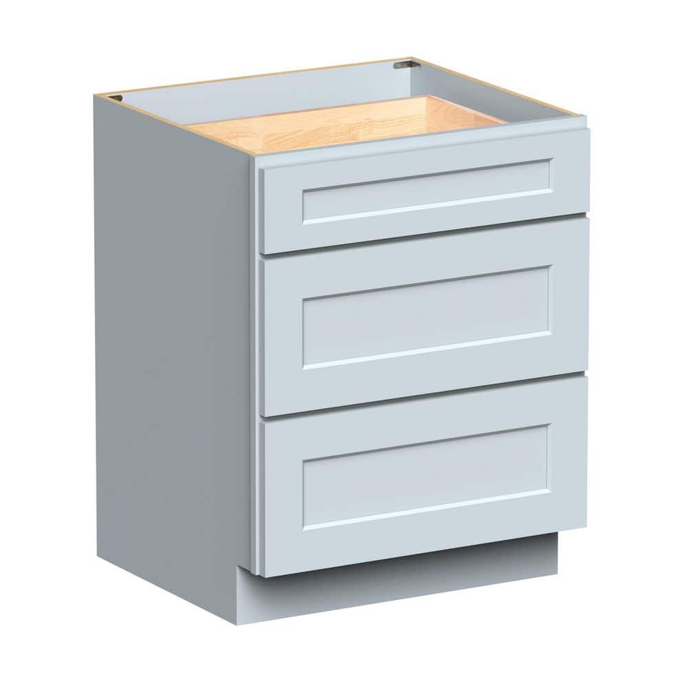 27 in. W x 24 in. D x 34.5 in. H in Dove Grey Plywood Ready to Assemble Floor Base Kitchen Cabinet with 3-Drawers price history on PriceWatchPro
