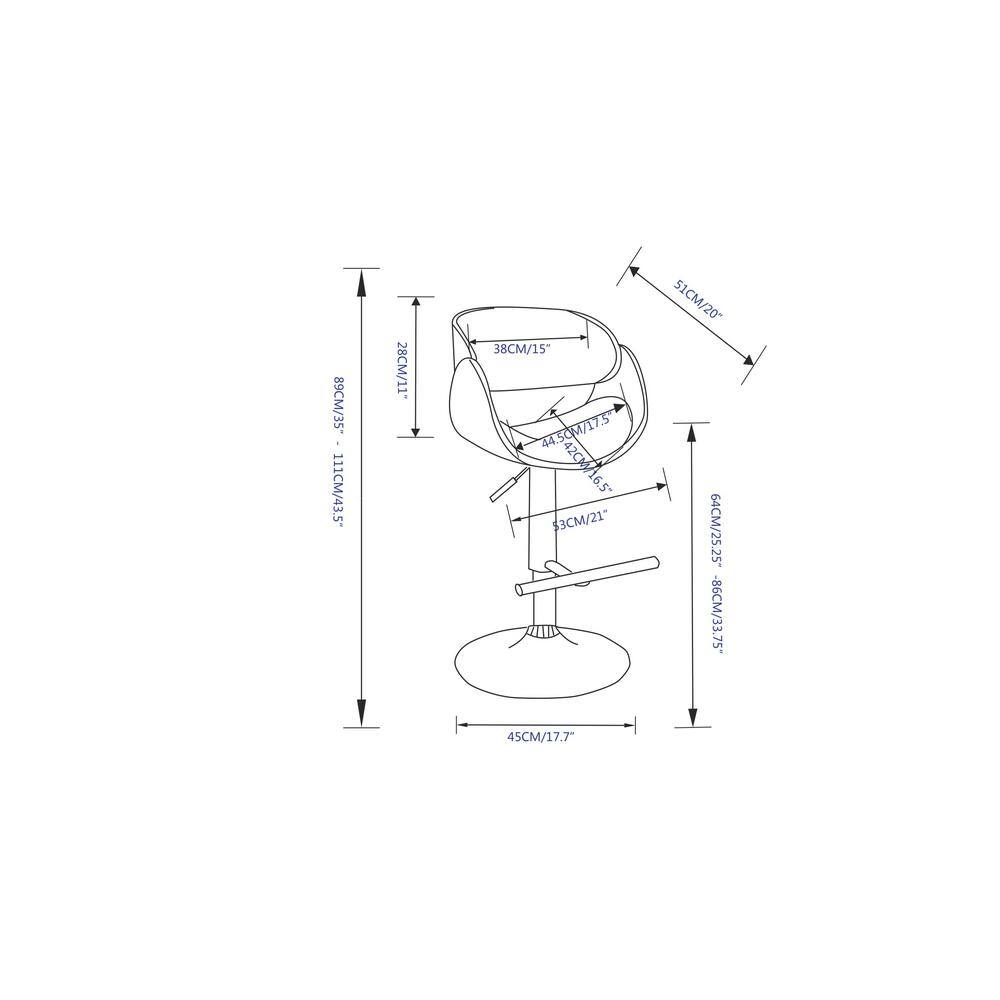 Amery Adjustable Swivel Black Wood and Metal Bar Stool
