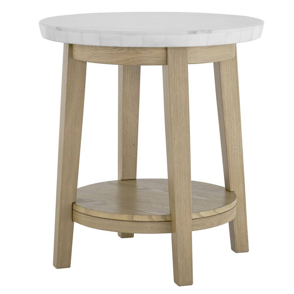 Vida 22 in. White Marble Top Round End Table - thumbnail 2