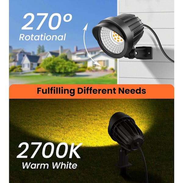 phyfalip 7W 800 Lumen Low Voltage Warm White Landscape Flood Light
