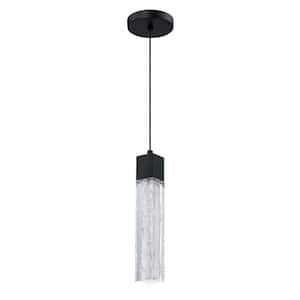 Ice Age 1-Light Black, Clear Statement Integrated LED Pendant Light with Clear Acrylic Shade
