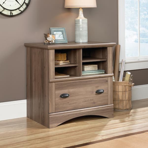Lateral File Cabinet With 1 Drawer 422112, Sauder Harbor View Salt Oak Bookcase