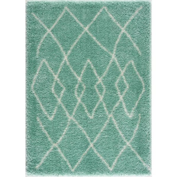 L'Baiet Skylar Turquoise Shag 3 ft. x 5 ft. Area Rug