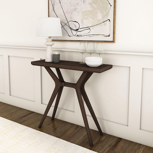Verso 36 in. Walnut Rectangle Wood Console Table