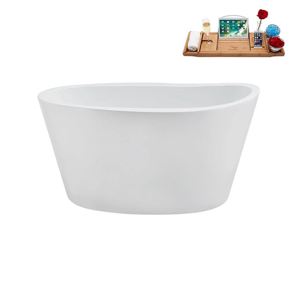 51'' Glossy White Acrylic Freestanding Soaking Bathtub