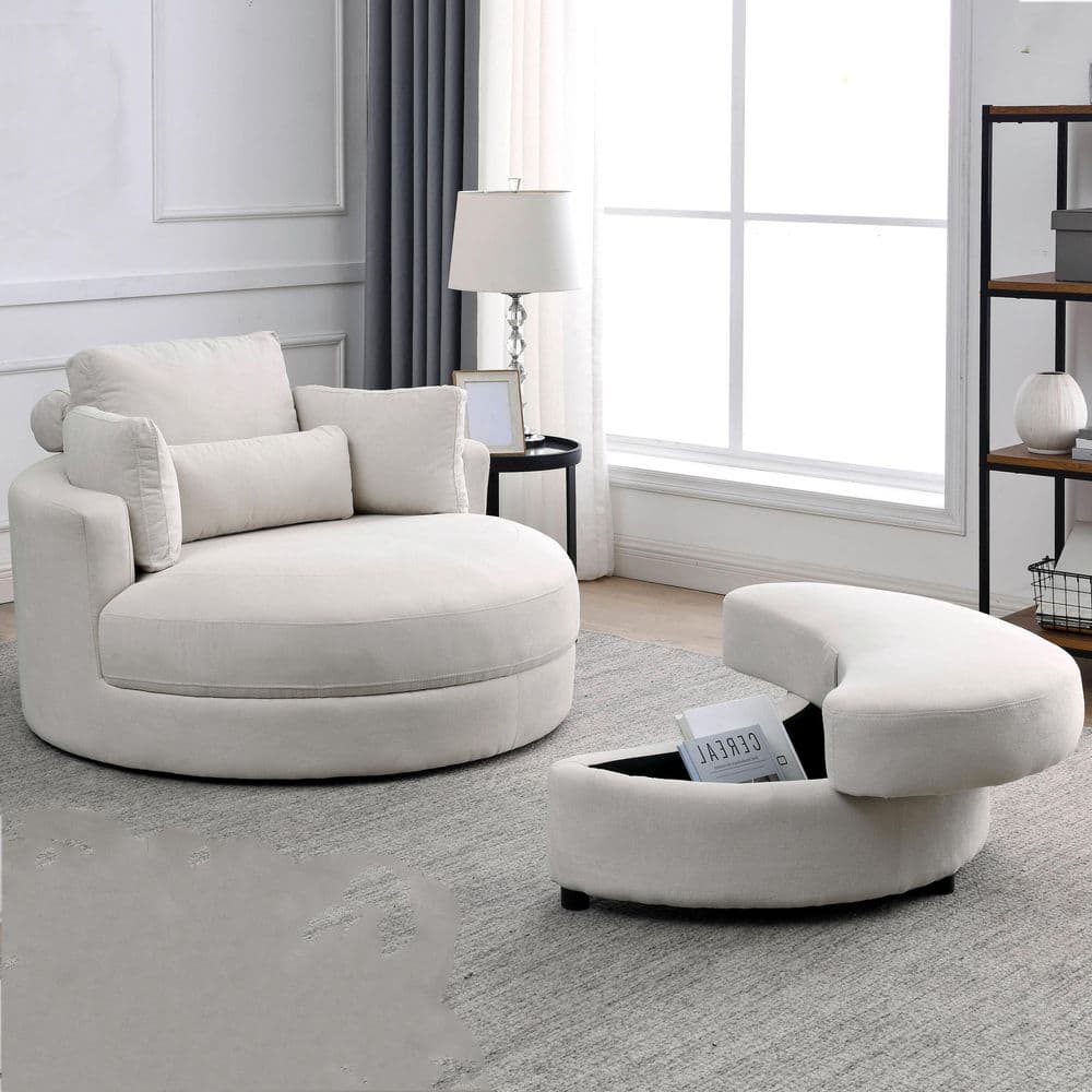 Magic Home Swivel Accent Barrel Sofa Lounge Club Big Round Chair with ...