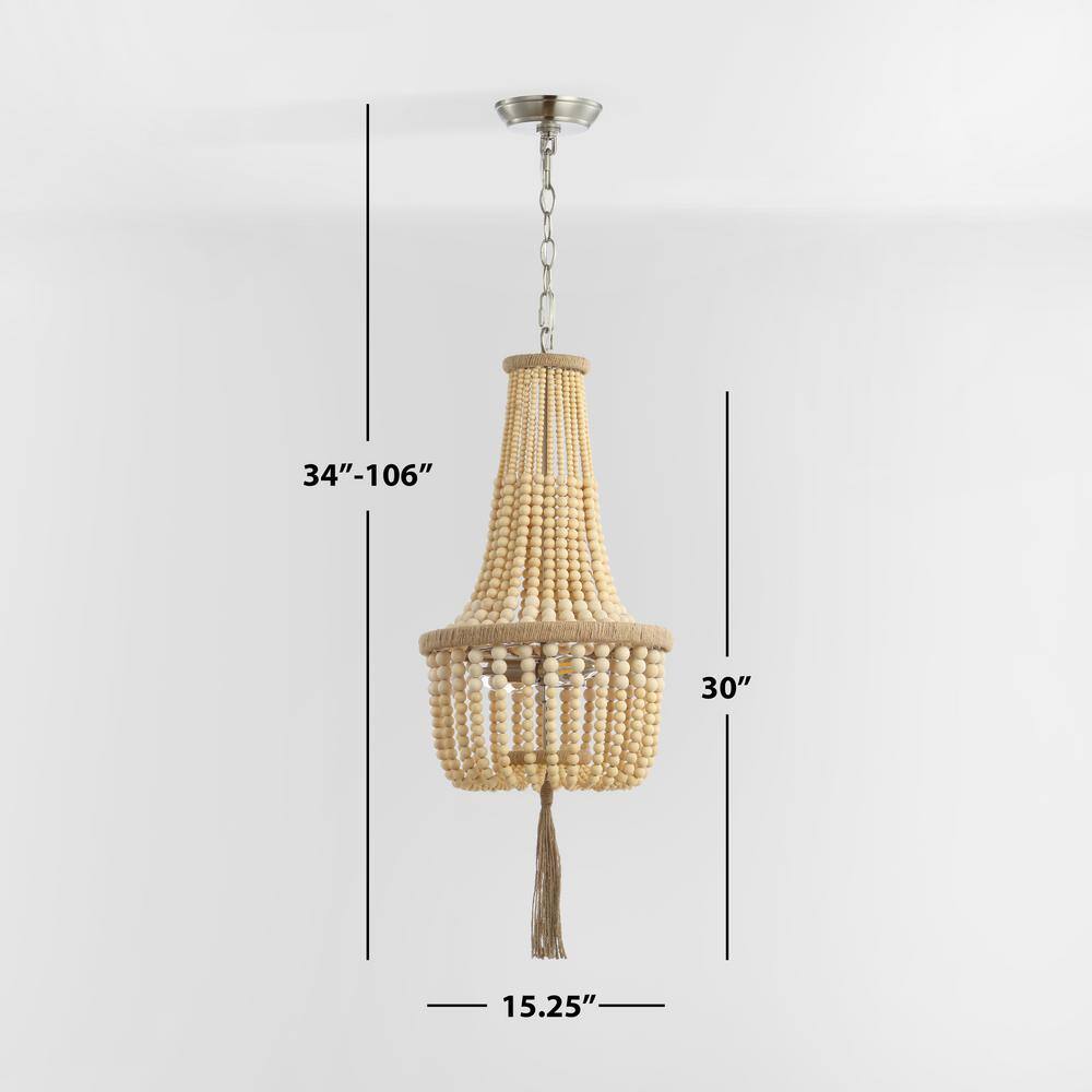 Bohemian Light Wood Beaded Empire Chandelier