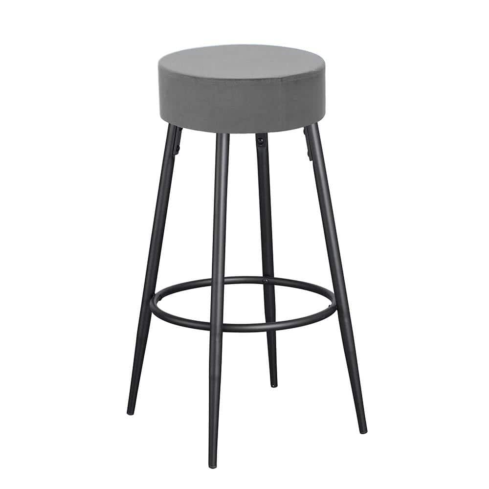 West Klau Grey Velvet Bar Stools (Set of 2) WY5168G The Home Depot