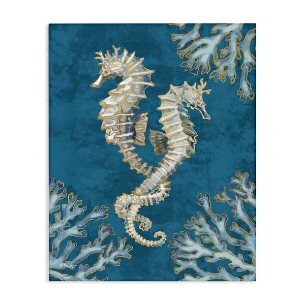 Intertwined Seahorses Playa Sealife by Paul Brent Unframed Graphic Art Print Animal 30 in. x 24 in.