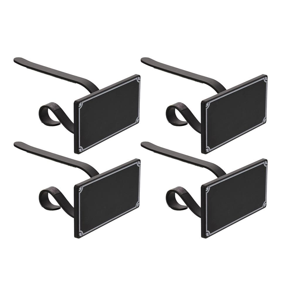 Original MantleClip 3 in. Steel Black MantleClip Stocking Holder with Chalkboard Icons (4-Pack)