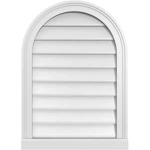 20 in. x 28 in. Round Top White PVC Paintable Gable Louver Vent Non-Functional