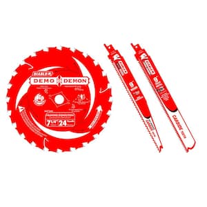 7-1/4 in. 24-T Demolition Saw Blade, 9 in. Carbide Reciprocating Blades for Nail-Embedded Wood & Thick Metal (3-Blades)