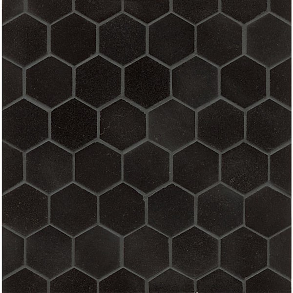 Bedrosians Absolute Black Hexagon 11 in. x 12 in. Polished Absolute Black Granite Mosaic Tile (5 sq. ft./Carton)