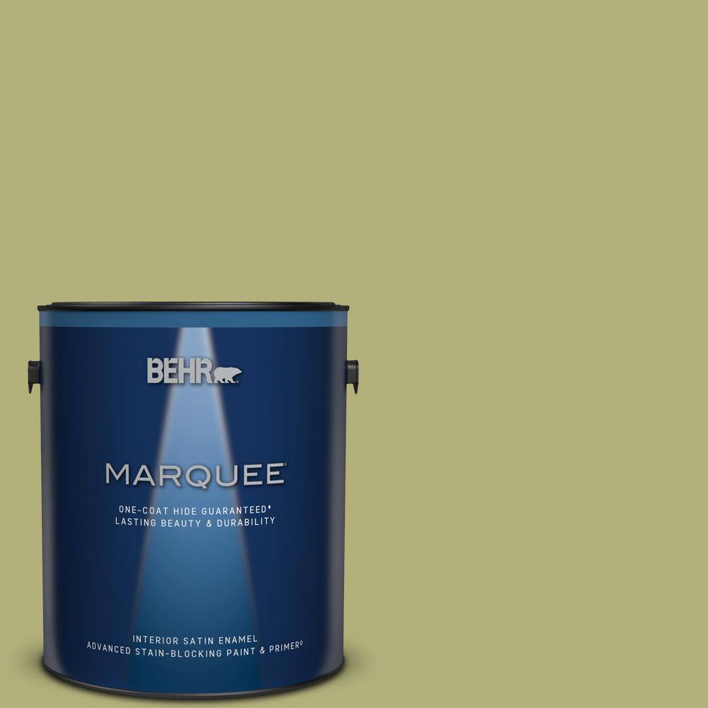 BEHR MARQUEE 1 gal. M3405 Fresh Artichoke OneCoat Hide Satin Enamel