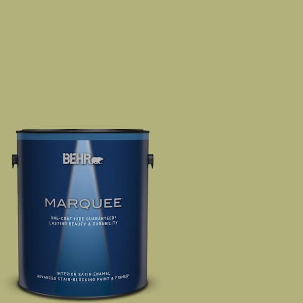 BEHR MARQUEE 1 gal. #M340-5 Fresh Artichoke One-Coat Hide Satin Enamel Interior Paint & Primer