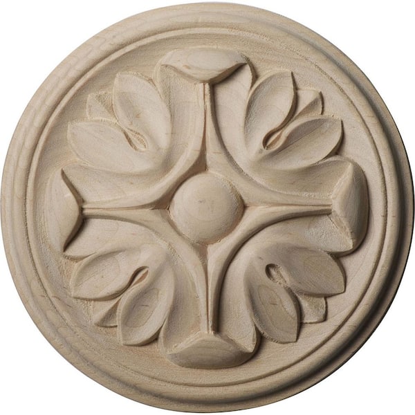 5 in. x 3/4 in. x 5 in. Unfinished Wood Rubberwood Raymond Rosette