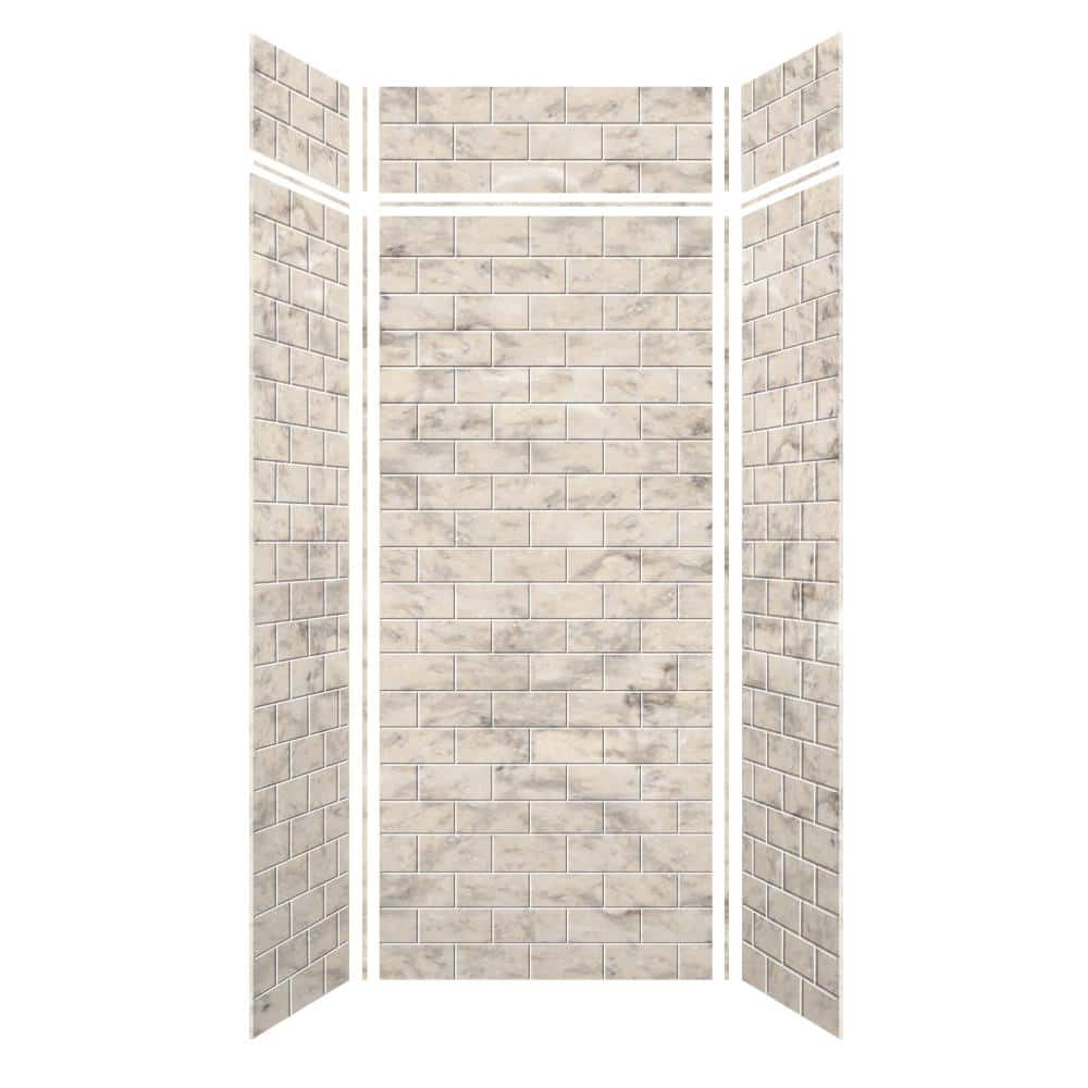 SaraMar Sand Creme 36" x 96" Glue to Wall Shower Kit